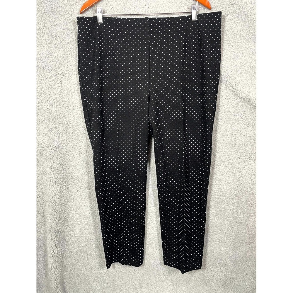 J Jill Ponte Pants Womens L Black Square Dot Slim Leg Stretch Flat Front Career